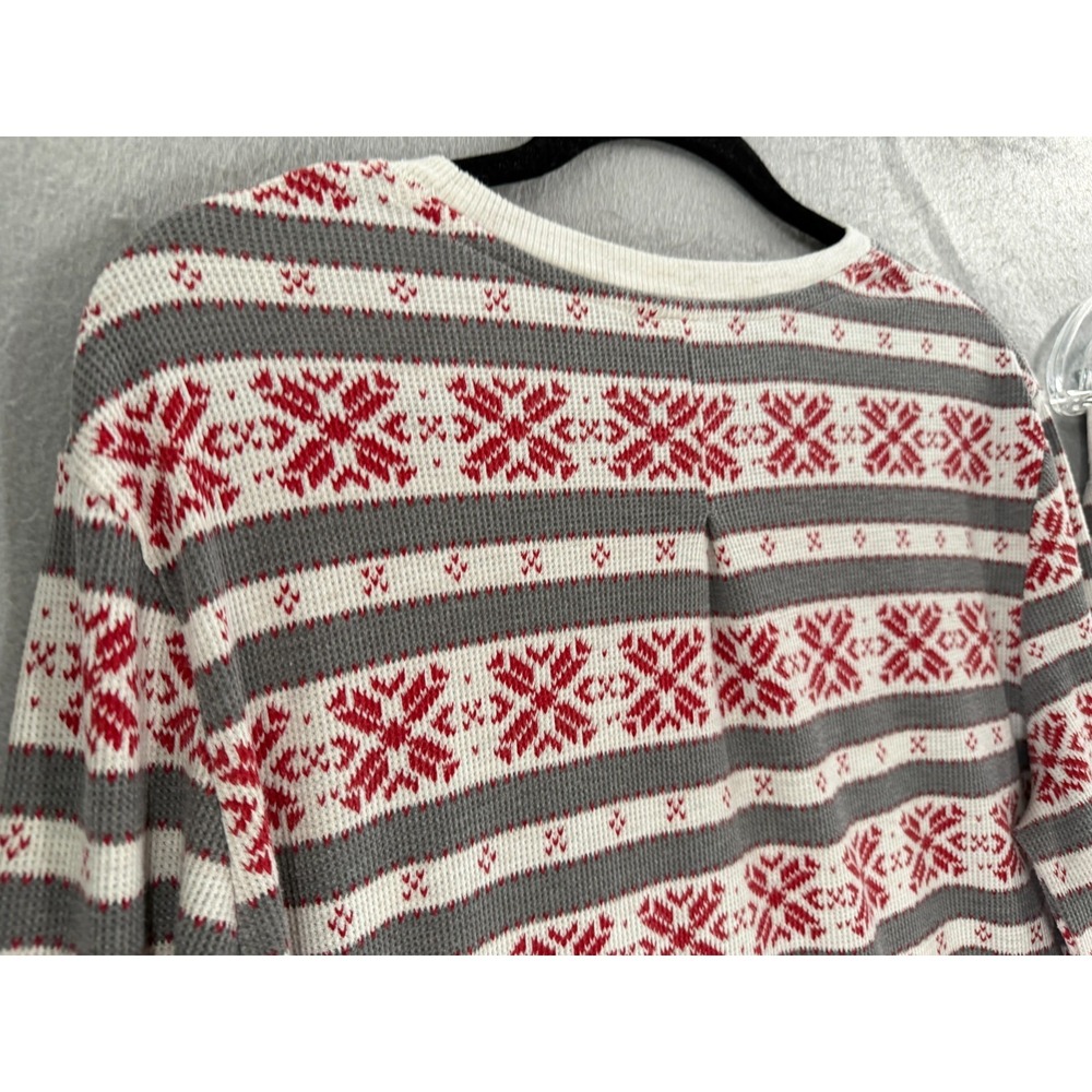 Stars Above Pajama Set Womens XL Gray Red 2 Piece Thermal Snowflakes Long Johns - Picture 7 of 16